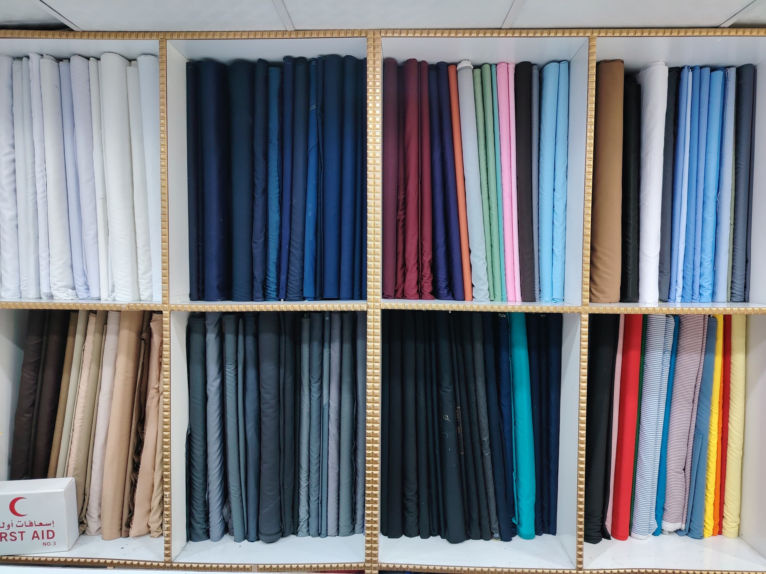 Hospitality uniform samples in the showroom