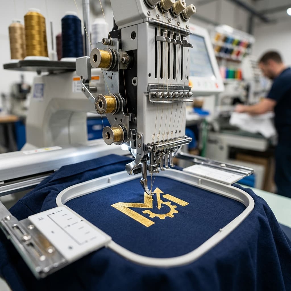 Logo embroidery precision work